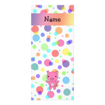 Personalized name cute pig rainbow stripes rack card
