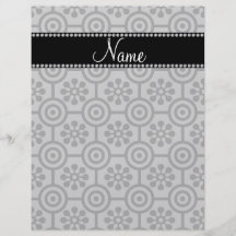Personalized name grey retro flowers flyer