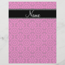 Personalized name hot pink retro flowers flyers