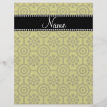 Personalized name mustard yellow retro flowers flyer
