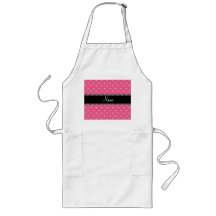 Personalized name pink diamond hearts aprons
