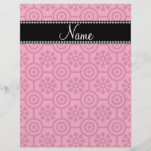 Personalized name pink retro flowers flyer design