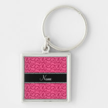 Personalized name pink swirls keychain