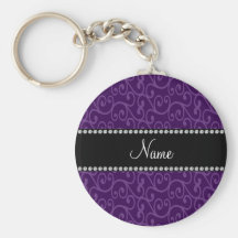 Personalized name purple swirls key chain