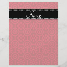 Personalized name red retro flowers personalized flyer