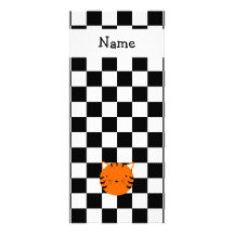 Personalized name tiger face black white checkers full color rack card