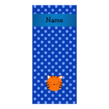 Personalized name tiger face blue polka dots full color rack card