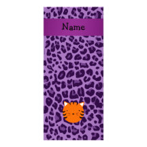 Personalized name tiger face purple leopard print customized rack card