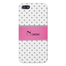 Personalized name white diamonds pink stripe cases for iPhone 5