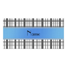 Personalized name white plaid pattern photo card