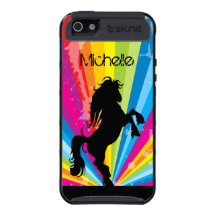 Personalized Rainbow Techno Horse iPhone 5 Case