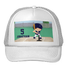 Personifierad gullig baseballtecknadspelare trucker kepsar