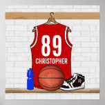 Personifierad röd basket Jersey Posters