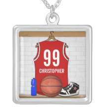 Personifierad röd basket Jersey Anpassningsbar Halsband
