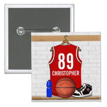 Personifierad röd basket Jersey Knappar