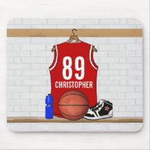 Personifierad röd basket Jersey Musmattor