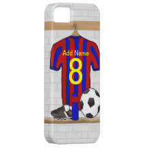 Personifierad röd och blåttfotbollfotboll Jersey iPhone 5 Cases