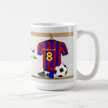 Personifierad röd och blåttfotbollfotboll Jersey Kaffe Muggar