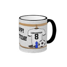 Personifierad vit- och svartfotbollfotboll Jerse Kaffe Kopp