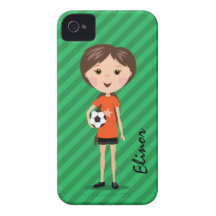 Personlig för boll för gullig tecknadfotbollflicka iPhone 4 Case-Mate fodral
