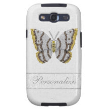 Personlig för diamantfjärilstryck galaxy s3 cover