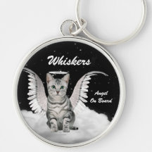 Personlig Keychain för Tabby för ängelkattgrått Nyckelringar
