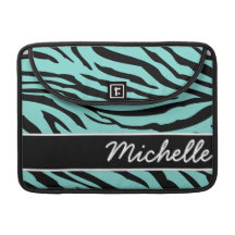 PersonligAquablått och svartzebra ränder MacBook Pro Sleeves