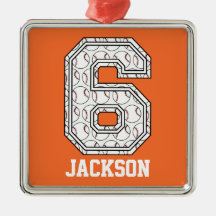 Personligbaseball numrerar 6 julgranskulor