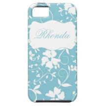 Personligblått- och vitblommigt iPhone 5 Case-Mate cases