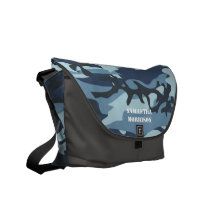 PersonligCamoflauge blått/gråa Camo Bookbag Kurir Väska