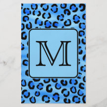 PersonligMonogram, modell för blåttLeopardtryck Personliga Flygblad