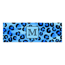 PersonligMonogram, modell för blåttLeopardtryck Visitkort Mall