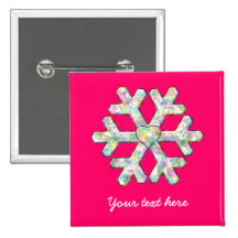 Personligshock rosaSnowflake och hjärta Pins