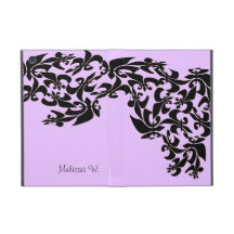 Personligsvart & Lila Fleur de Lis Damast