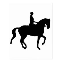 Piaffe Dressagehäst och ryttare (svarten) Vykort