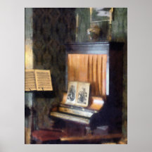 Piano och notblad på stativ print
