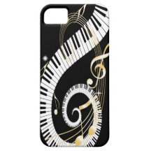 Pianonycklar och guld- musik noter iphone5 iPhone 5 cover
