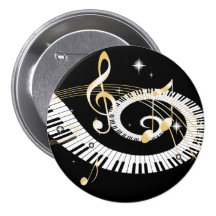 Pianonycklar och guld- musik noter pins