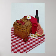 Picknickbasket- och vattenmelonskivor print