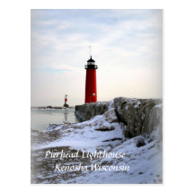 Pierhead fyr, Kenosha Wisconsin Vykort