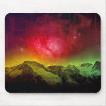 Pink Blossom Aurora Borealis Over A Rocky Mountain Mousepad