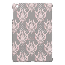 Pink grey noble damask pattern iPad mini covers