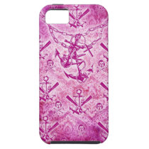 Pink Rockabilly Nautical anchor pattern. casemate fodral