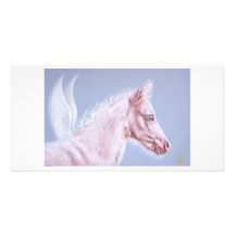 Pinky pegasus föl hälsningskort med foto