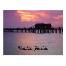 pir i Naples, Florida på solnedgången Vykort