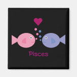 Pisces fisk & svart magnet för hjärta kylskåpsnagnet