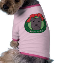 Pitbull jul hund tee shirt