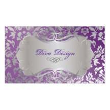 PixDezines Haute Coutour damast, Fauxsilver Visitkort
