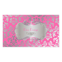 PixDezines Haute Coutour damast, Fauxsilver Visitkort Mallar