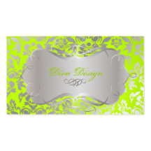 PixDezines Haute Coutour damast, Fauxsilver Visitkort